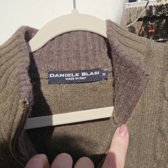 Daniele Blasi Mens Large Sweater Wool Mock Neck 1/3 Zip Rib Knit  Cable Knit - Picture 4 of 13